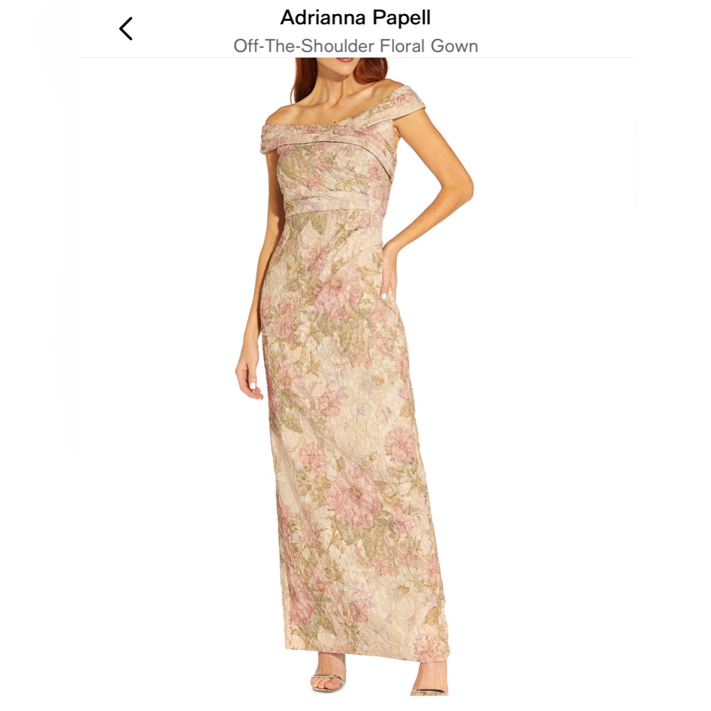 New Adrianna Papell Floral Textured Off-Shoulder Sheath Dress/Gown